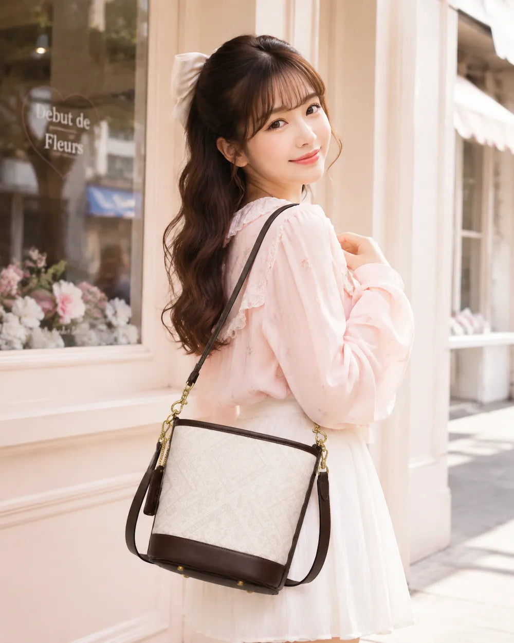 Zimloom Seeking Plum Blossoms Through Snow Pattern Bucket Bag