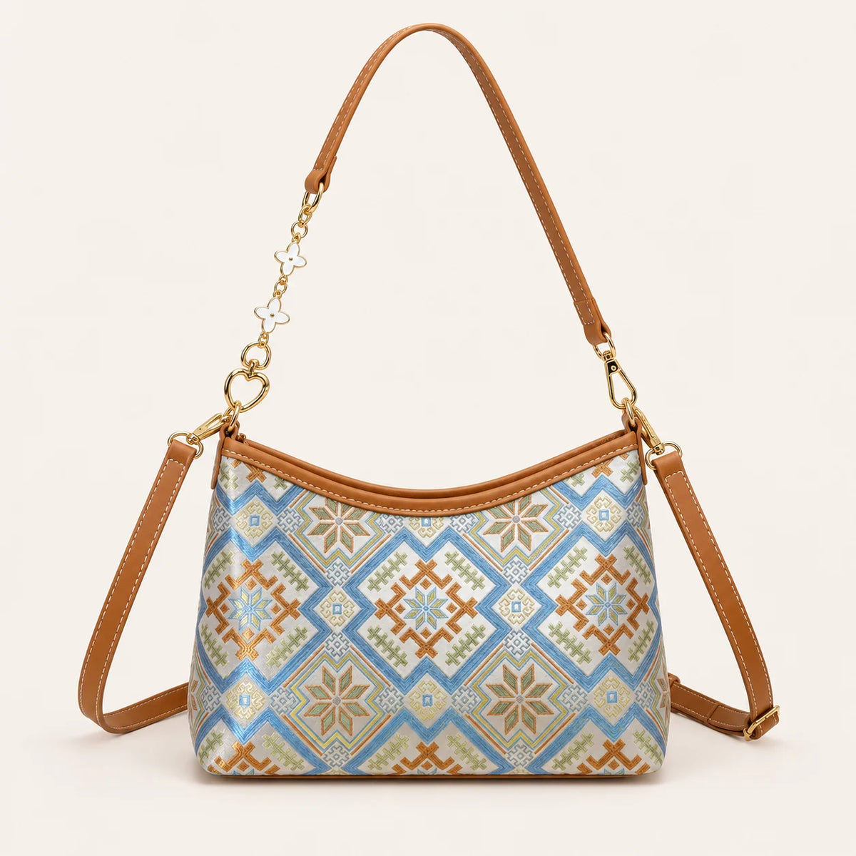 Chinese Heritage Crossbody Bag – Four Swallows & Blossom — front product view