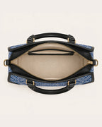 Open lined interior of the Everlasting Union Motif Zhuang brocade tote bag