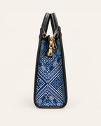 Everlasting Union Motif structured tote bag with black vegan leather, side view
