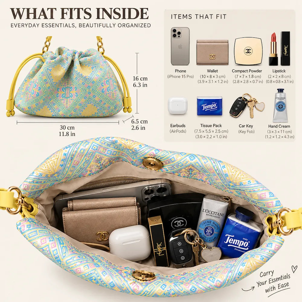 Longevity pattern crossbody bag size guide