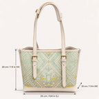 Longevity Motif Zhuang brocade tote bag dimensions: 25 by 20 by 20 centimeters