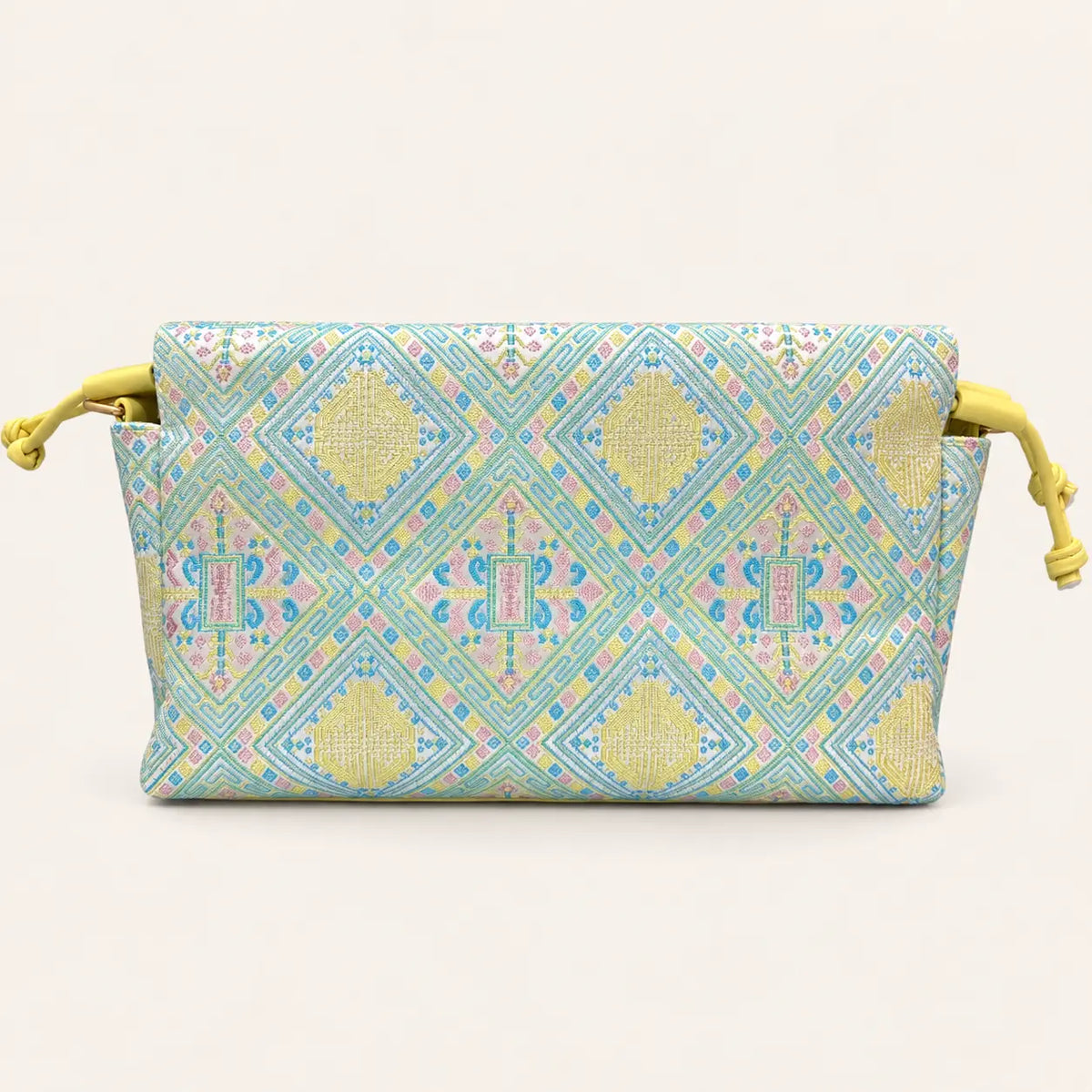 Longevity pattern woven crossbody bag back view