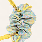 Longevity pattern Zhuang brocade crossbody bag detail