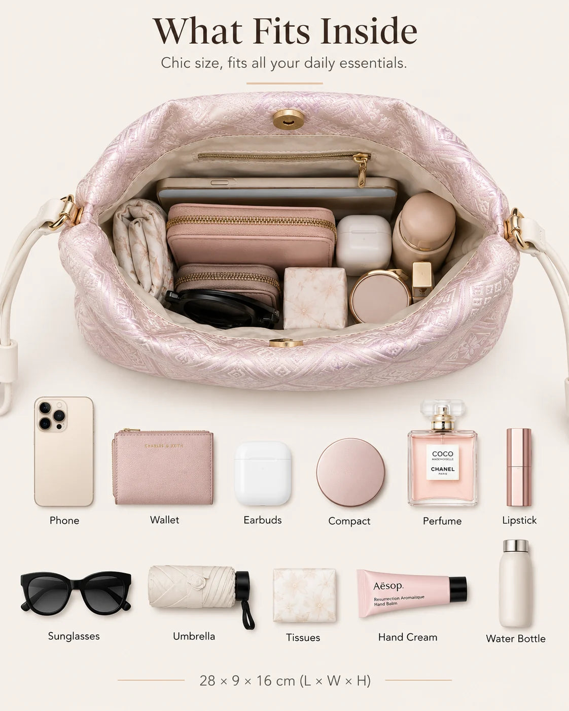 Pink Woven Crossbody Bag – Swallow & Farmland Pattern — additional product view