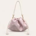 Zhuang brocade crossbody bag with Swallow-Blessed Farmland Motif, front view