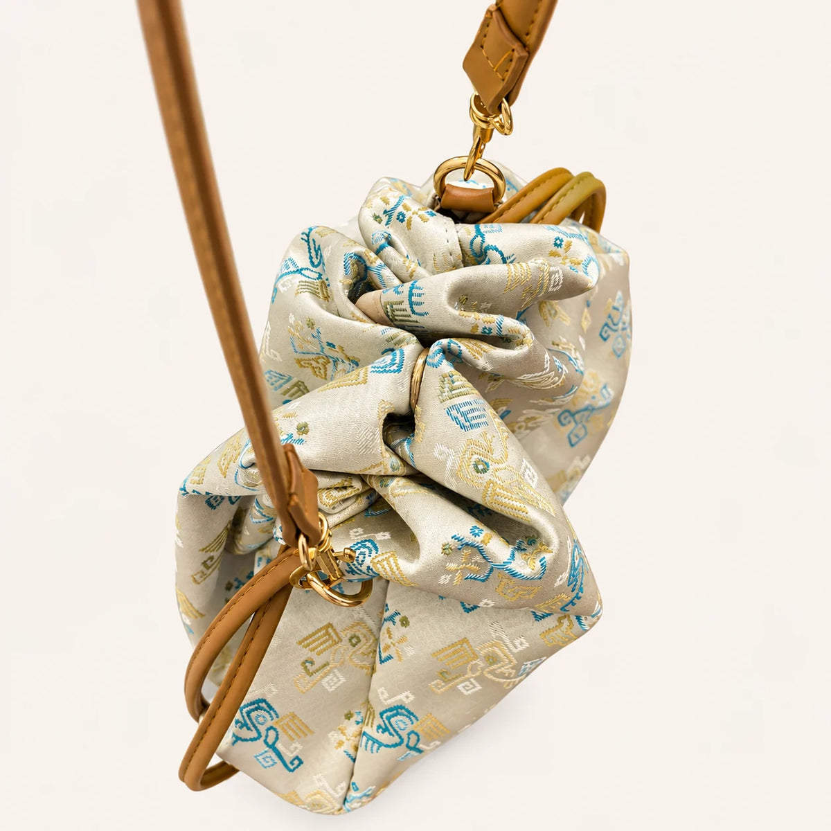 Twin Phoenix Zhuang brocade woven bag interior