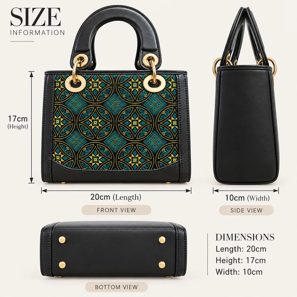Green Woven Top Handle Handbag – Wealth‑Bringing Swallow Pattern