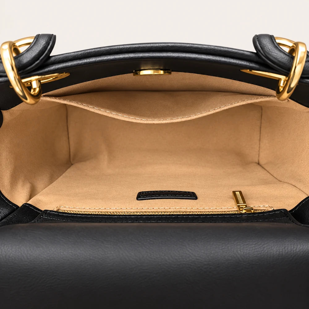 Lined interior of the Wealth-Bringing Swallow Motif top-handle handbag