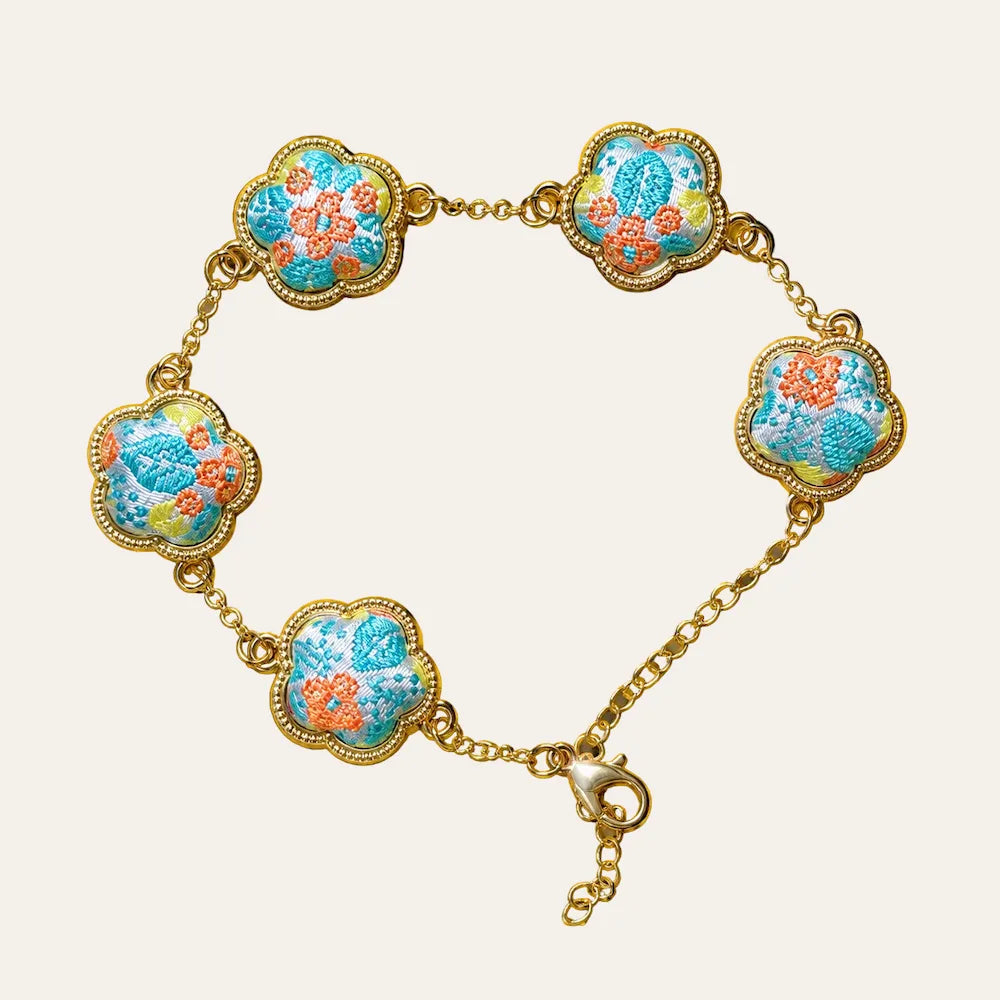 Zimloom Zhuang Brocade Bracelet- Flower Shape