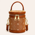 Chinese Brocade Bucket Bag – Auspicious Octagonal Pattern — full product view