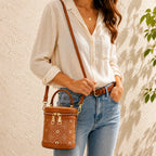 Zimloom Auspicious Octagonal Pattern Fortune Bucket Bag