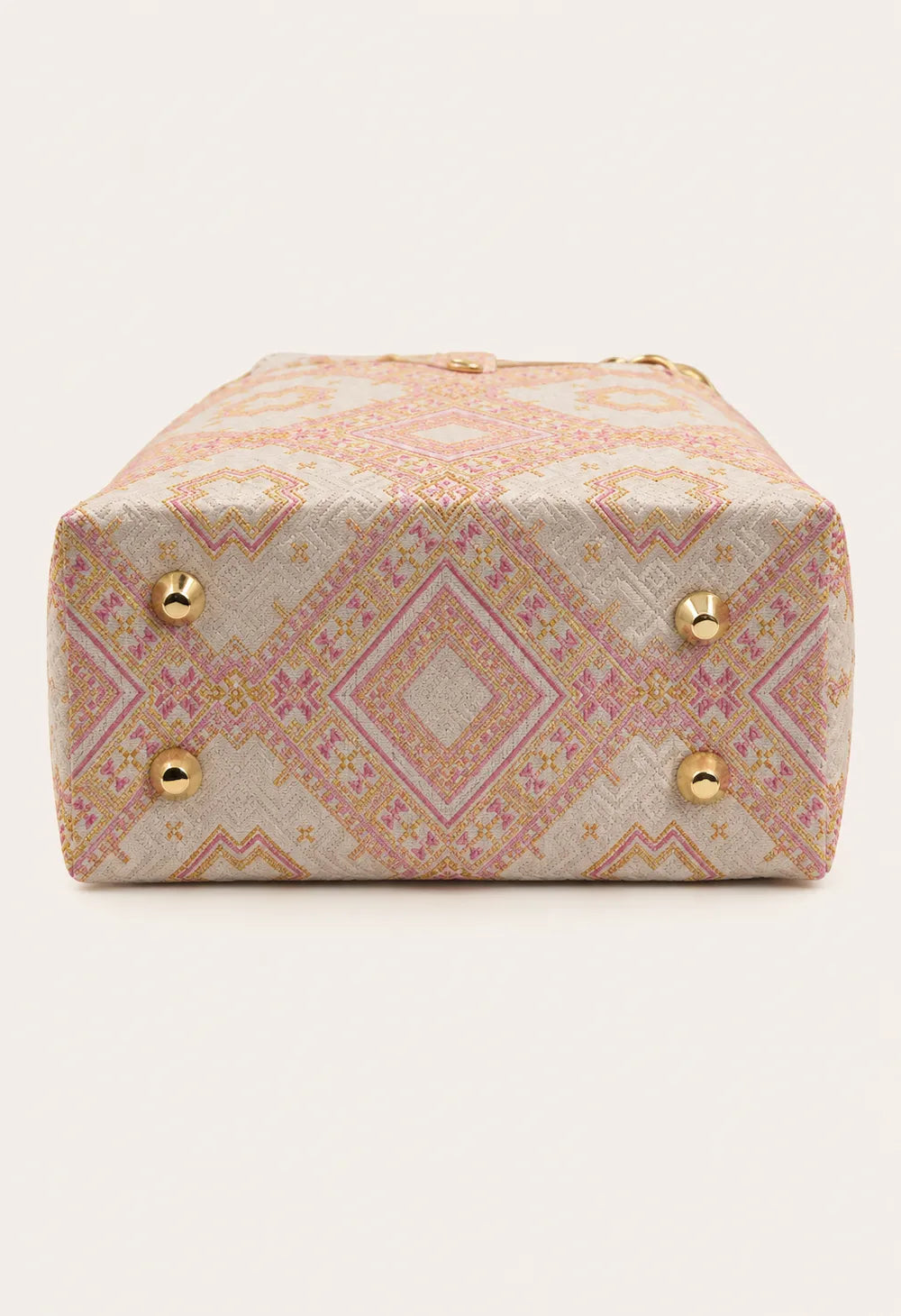 Jacquard Tote Bag – Blossom & Swallow Motif — base and construction detail