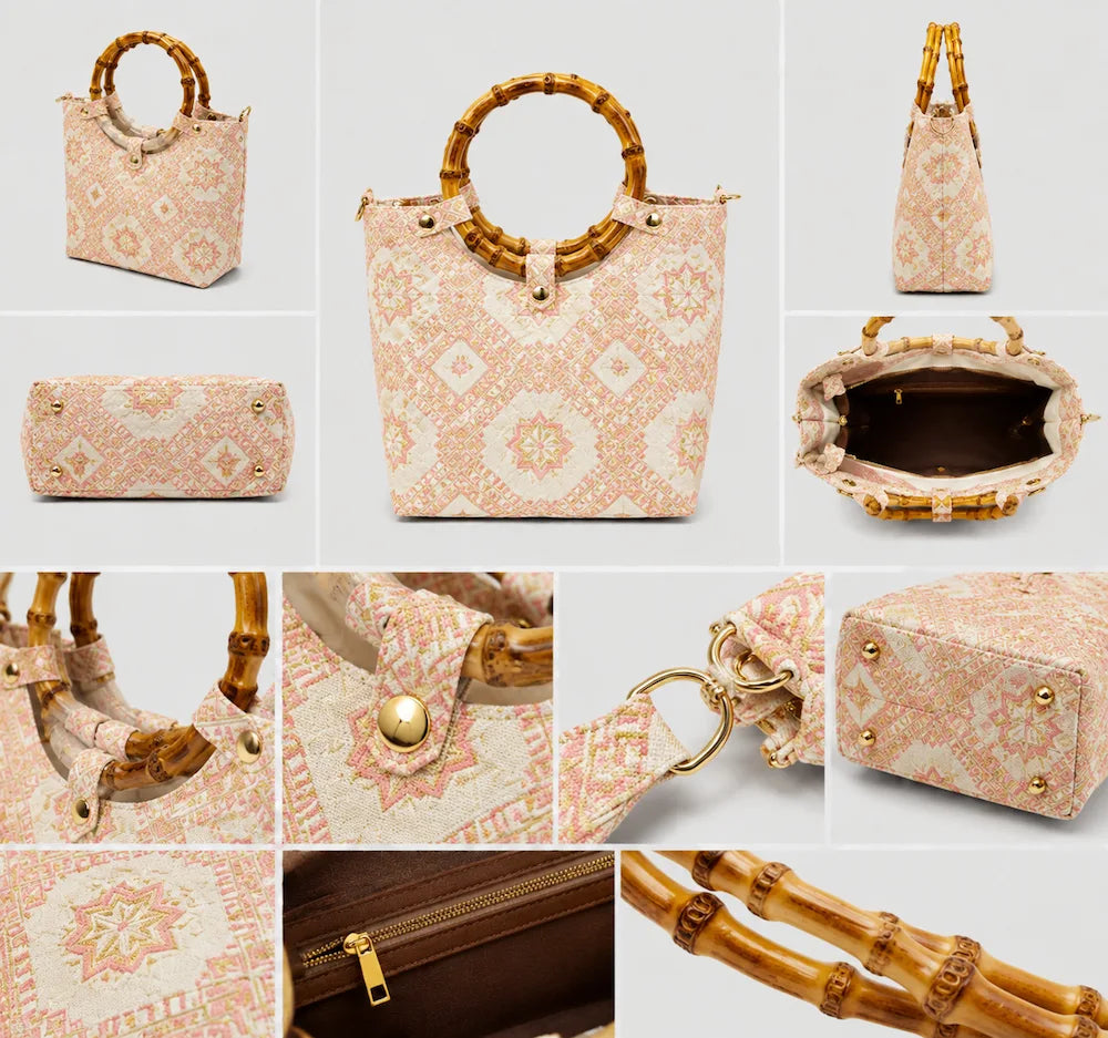 Zimloom Blossom & Swallow Pattern Tote Bag