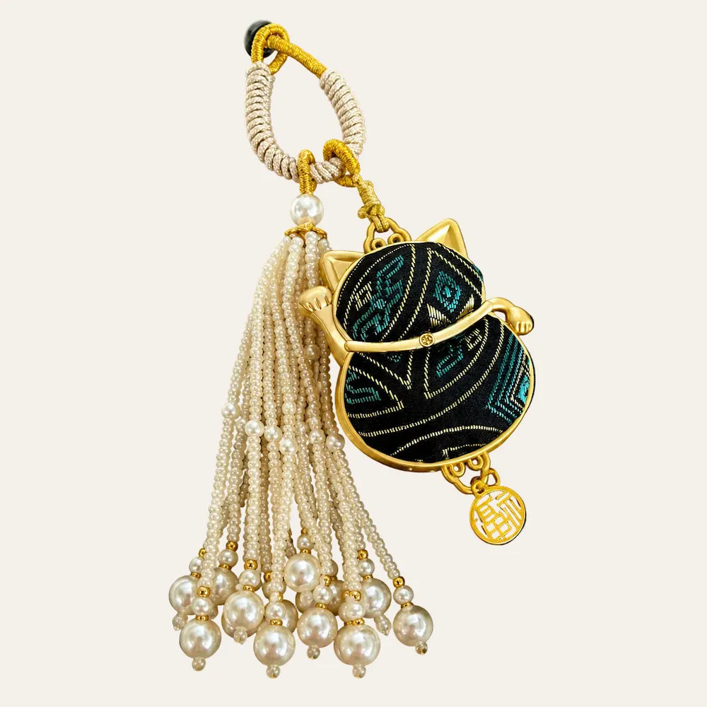 Zimloom Zhuang Brocade Charms- Fortune Cat Shape