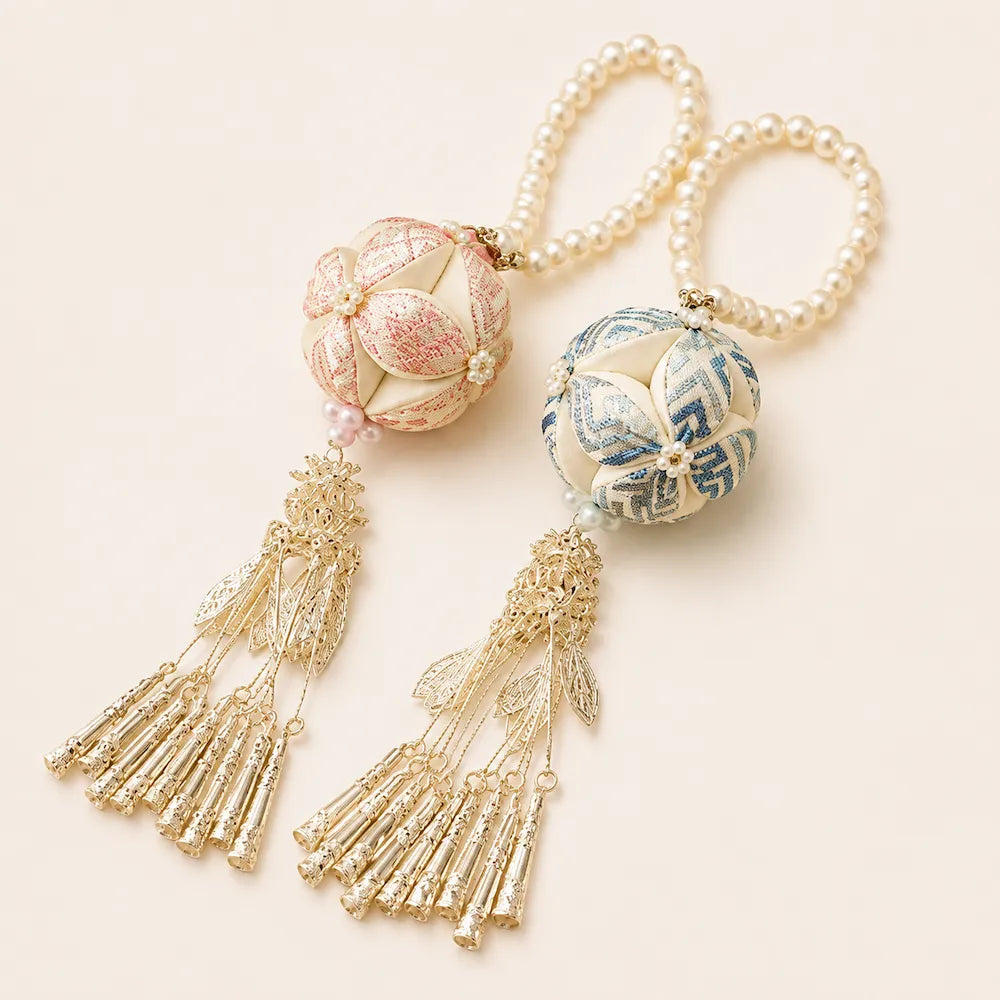Handcrafted Xiuqiu Embroidered Ball Charm — full product view