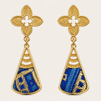 Zimloom Zhuang Brocade Earrings- Four-leaved Clover Top