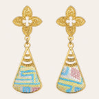 Zimloom Zhuang Brocade Earrings- Four-leaved Clover Top