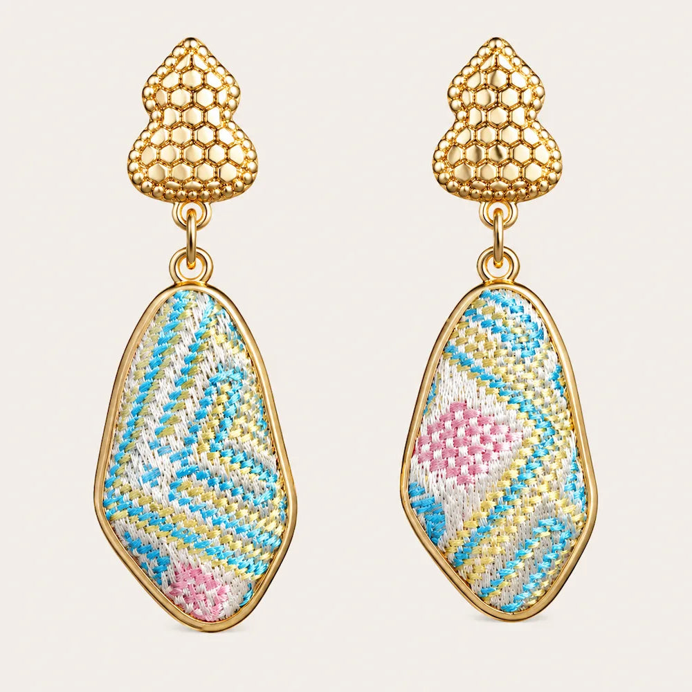 Zimloom Zhuang Brocade Earrings- Gourd-shaped Top