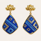 Zimloom Zhuang Brocade Earrings- Lotus Flower Top