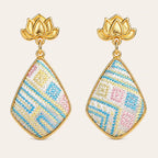 Zimloom Zhuang Brocade Earrings- Lotus Flower Top