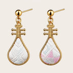 Zimloom Zhuang Brocade Earrings-Pipa Shape