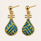 Zimloom Zhuang Brocade Earrings-Pipa Shape