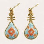 Zimloom Zhuang Brocade Earrings-Pipa Shape