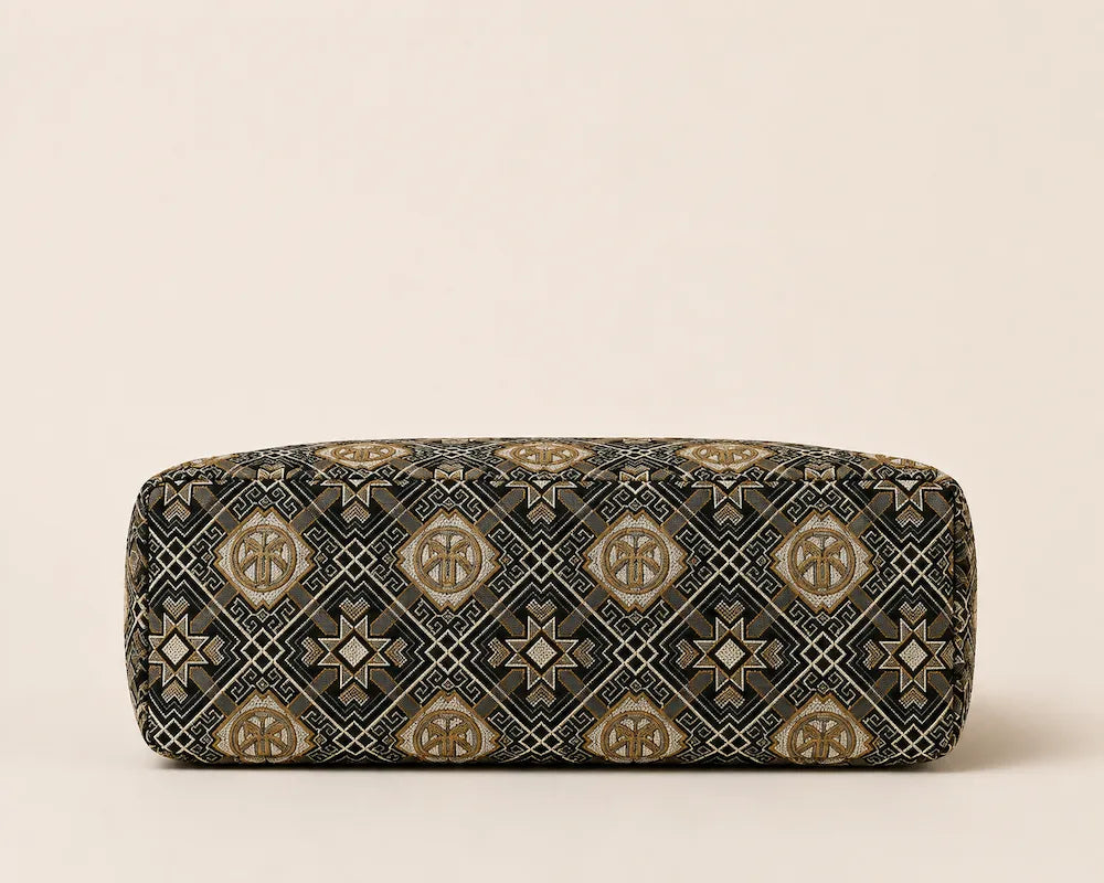 Chinese Brocade Tote Bag – Liujia Bird & Sun — styling and carrying view