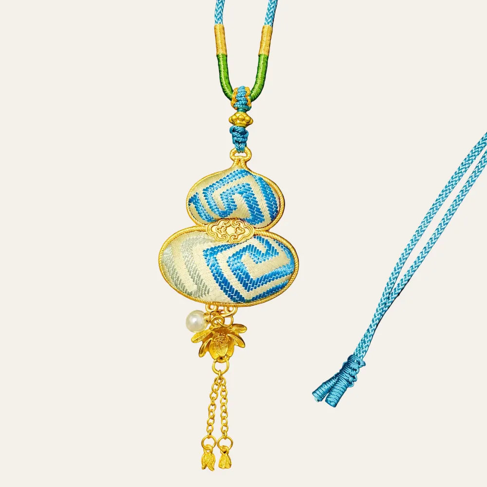Zimloom Zhuang Brocade Necklace- Gourd Shape