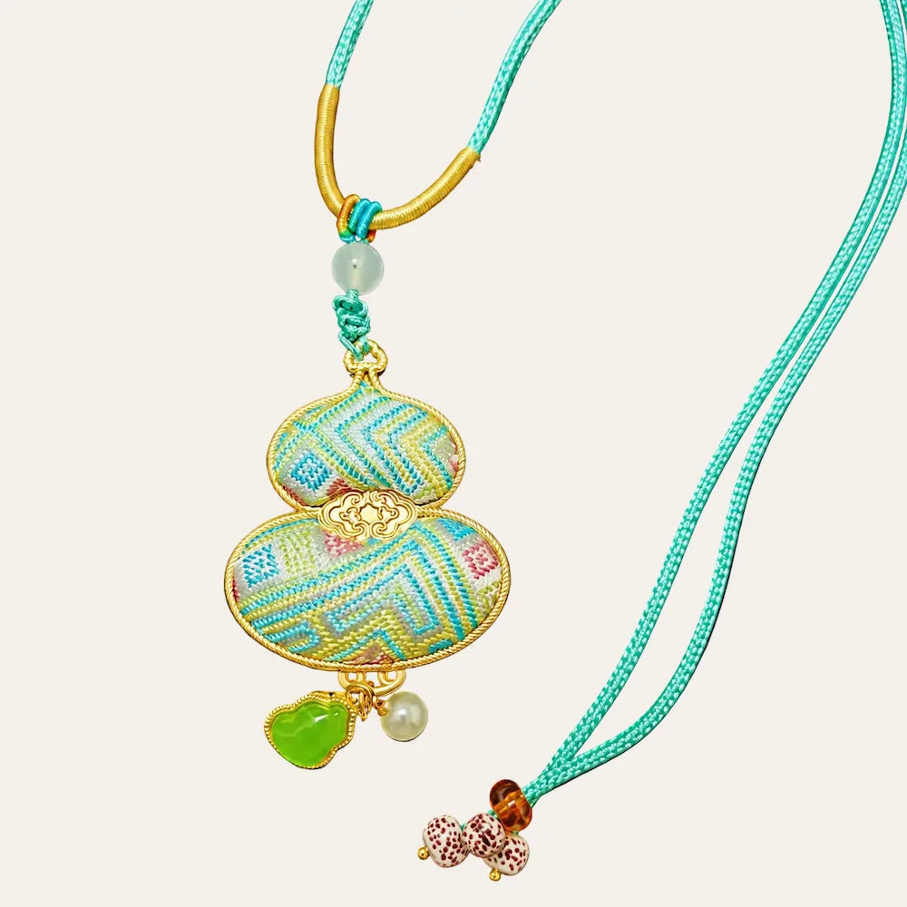 Zimloom Zhuang Brocade Necklace- Gourd Shape