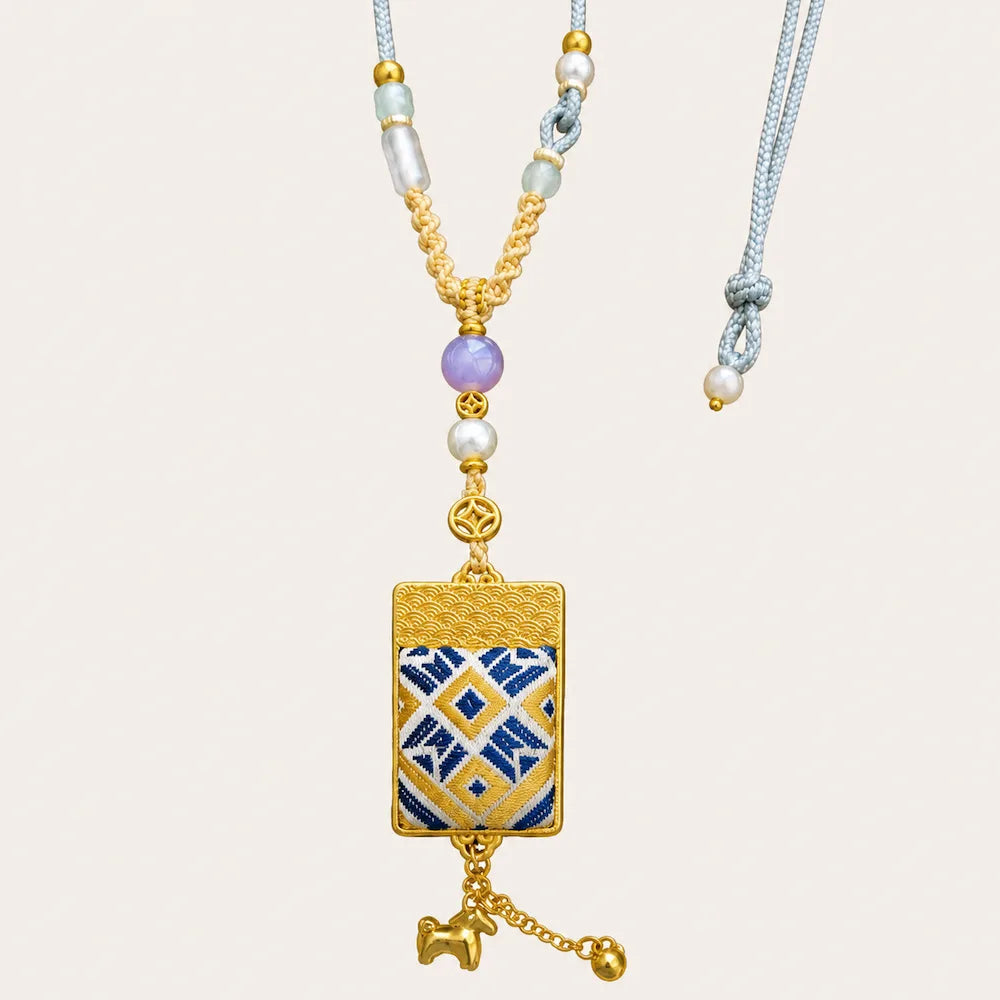 Zimloom Zhuang Brocade Necklace- Rectangle Shape