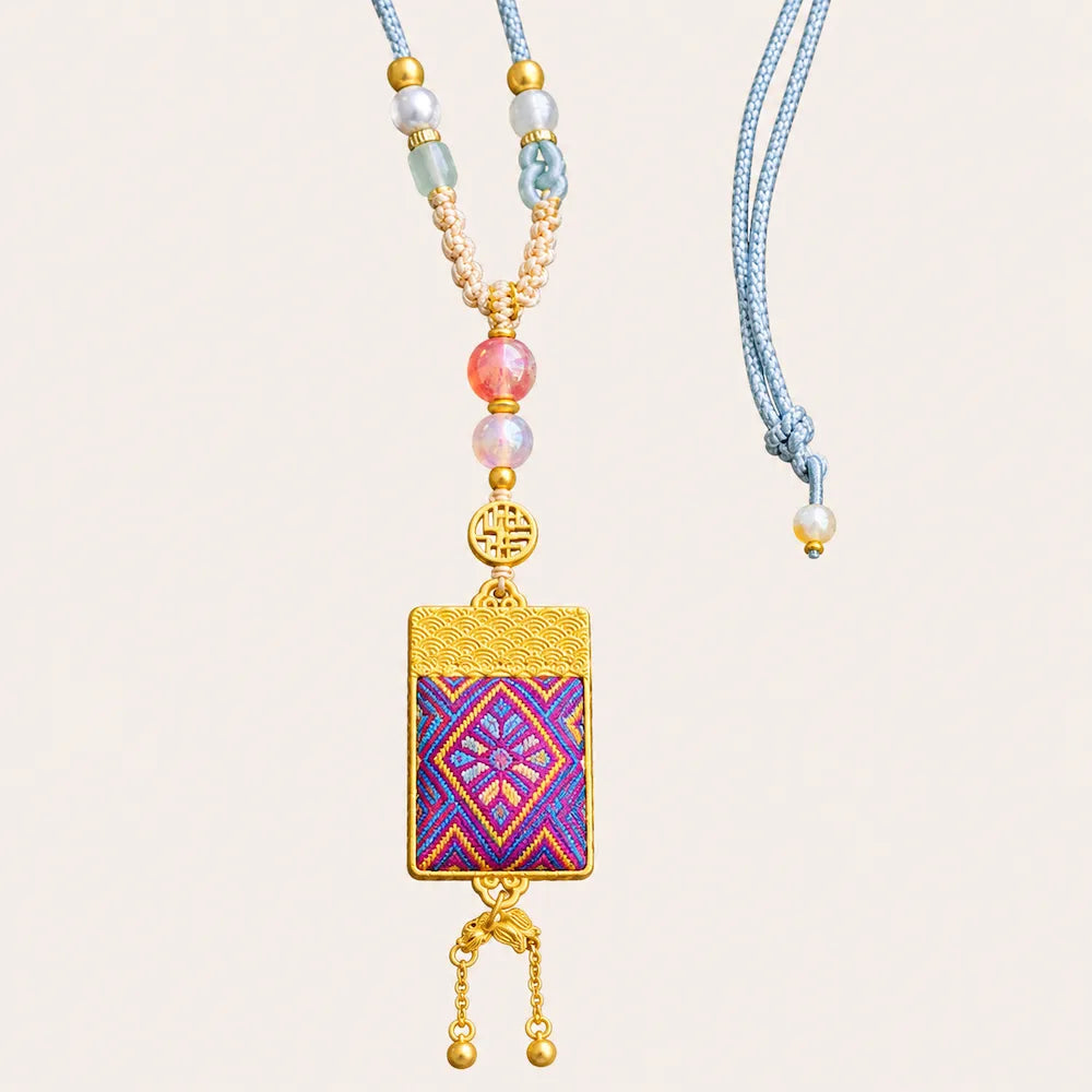 Zimloom Zhuang Brocade Necklace- Rectangle Shape