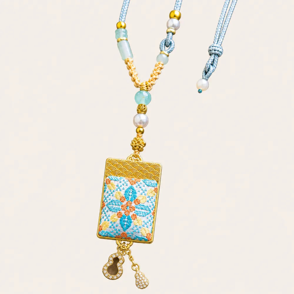 Zimloom Zhuang Brocade Necklace- Rectangle Shape