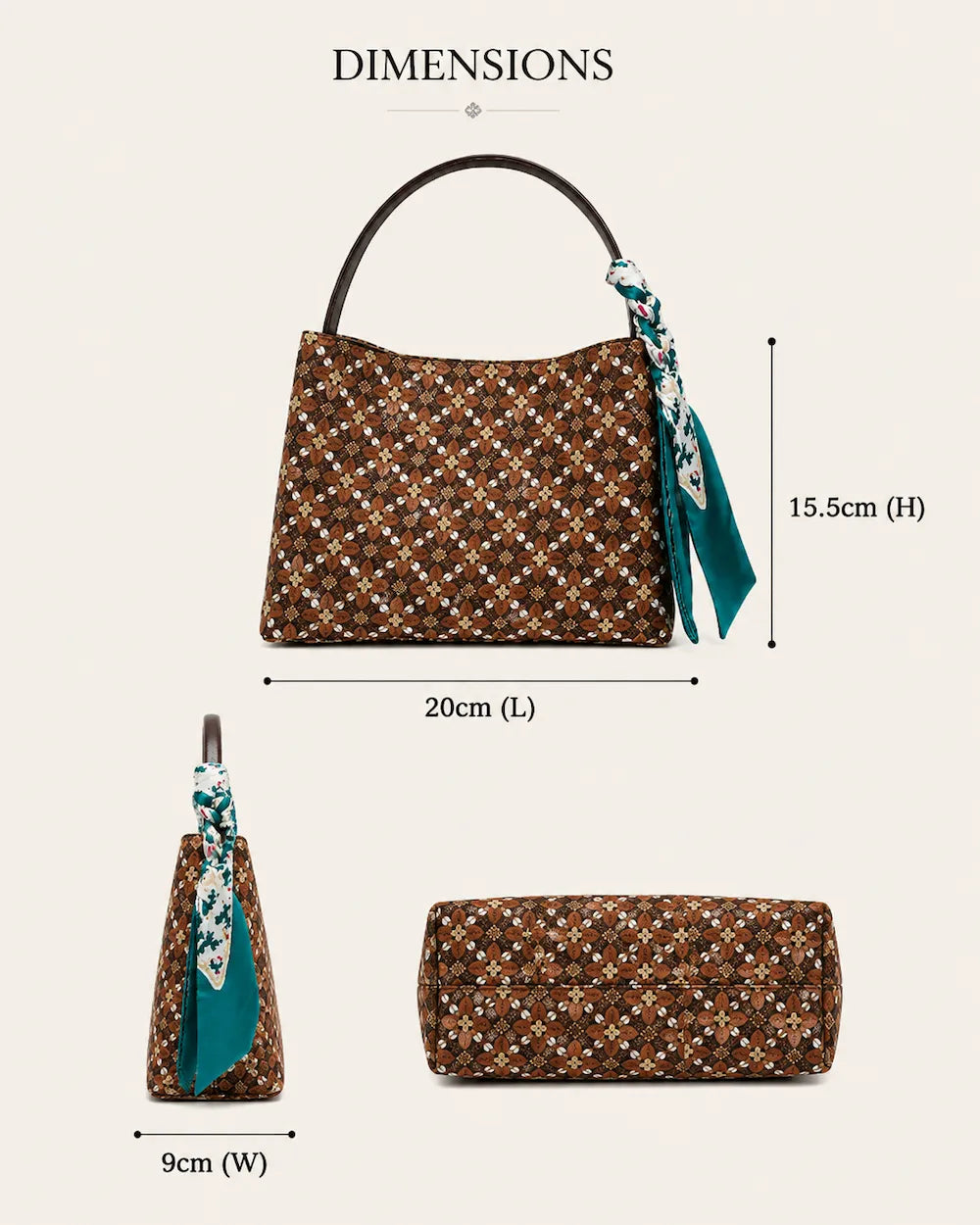Jacquard Crossbody Bag – Brown Osmanthus Flower Motif