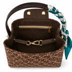 Zimloom Osmanthus Flower Pattern Crossbody Bag- Brown