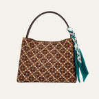 Zimloom Osmanthus Flower Pattern Crossbody Bag- Brown