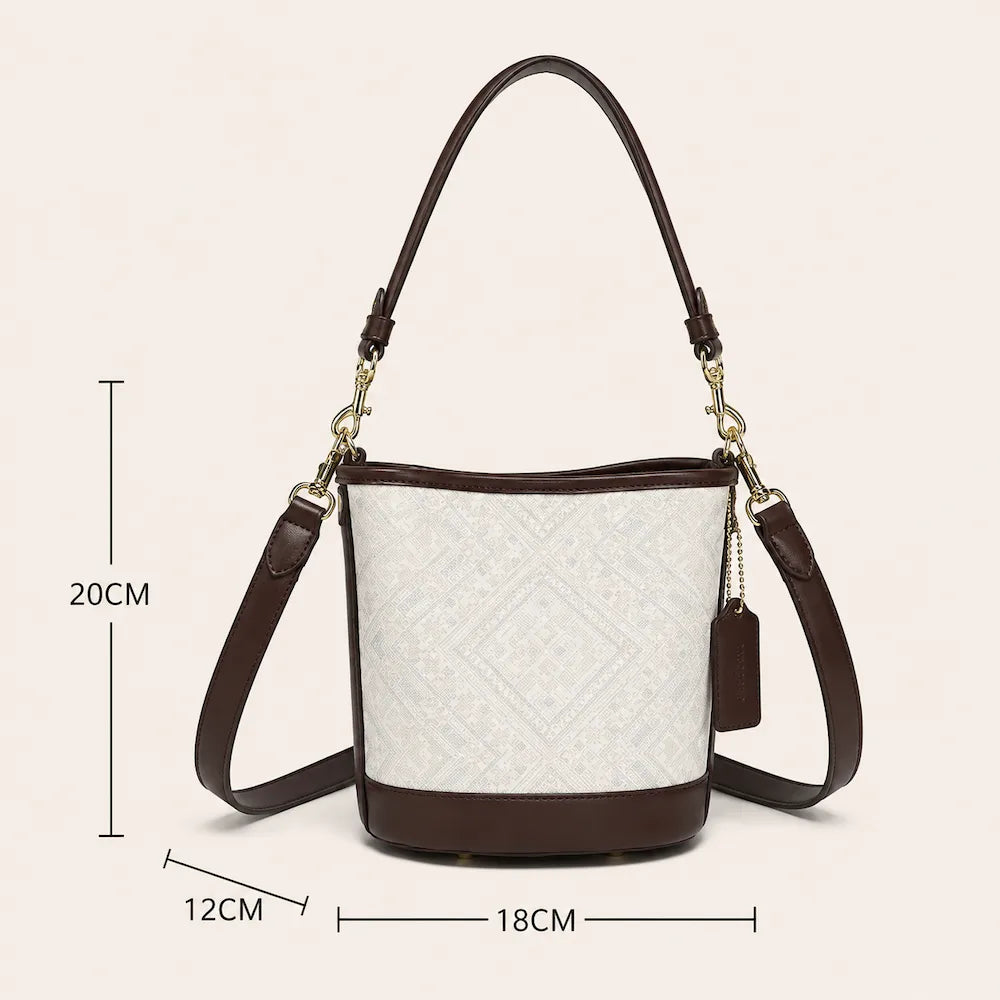 Zimloom Seeking Plum Blossoms Through Snow Pattern Bucket Bag