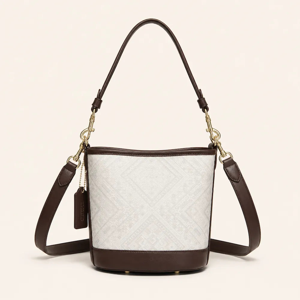 Zimloom Seeking Plum Blossoms Through Snow Pattern Bucket Bag