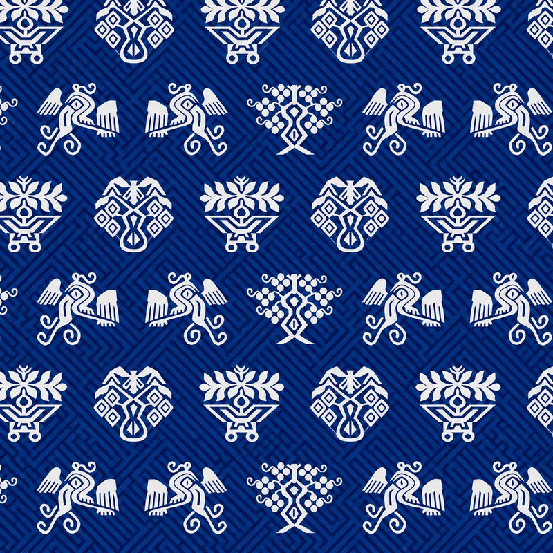 Zimloom “Twin Phoenixes Facing a Flower” Pattern Underarm Bag (White) pattern detail