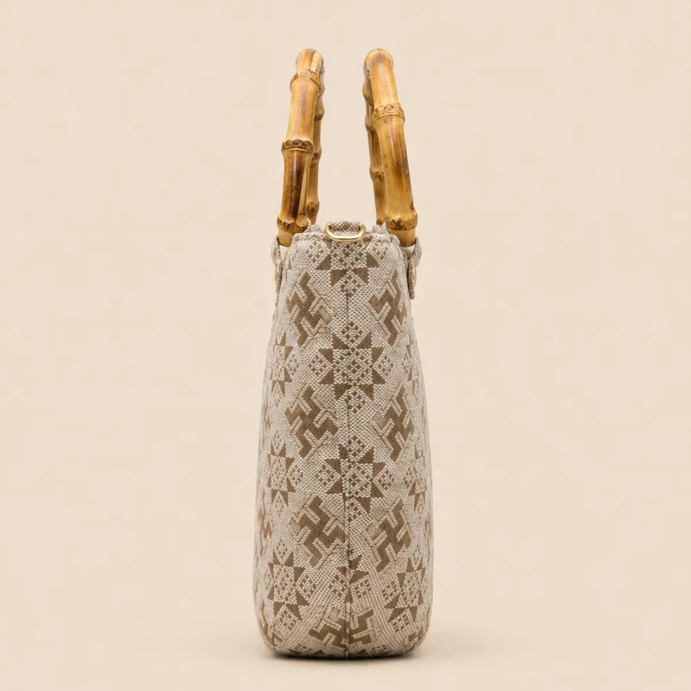 Chinese Heritage Handbag – Auspicious Octagonal Pattern — artisan textile detail