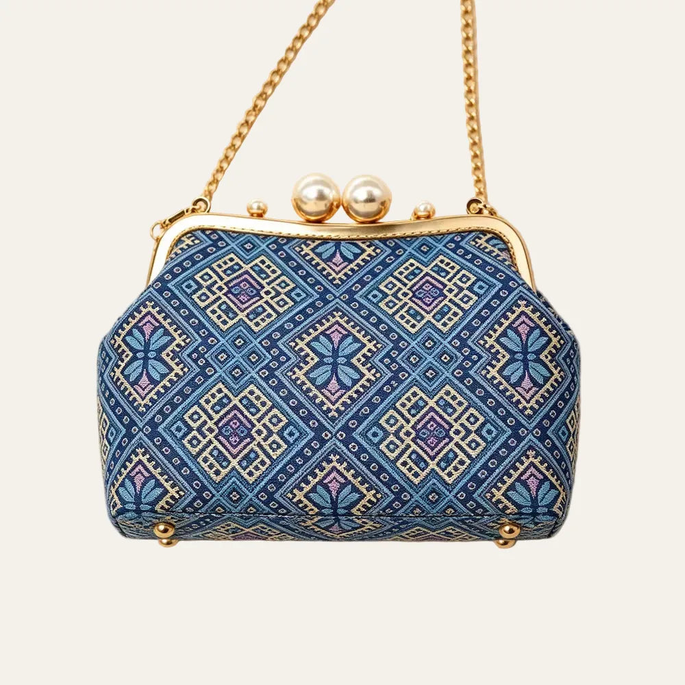 Chinese Brocade Chain Bag – Butterfly Pattern — shape and construction detail