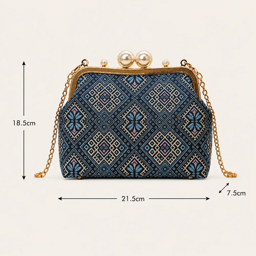Chinese Brocade Chain Bag – Butterfly Pattern — craftsmanship close-up