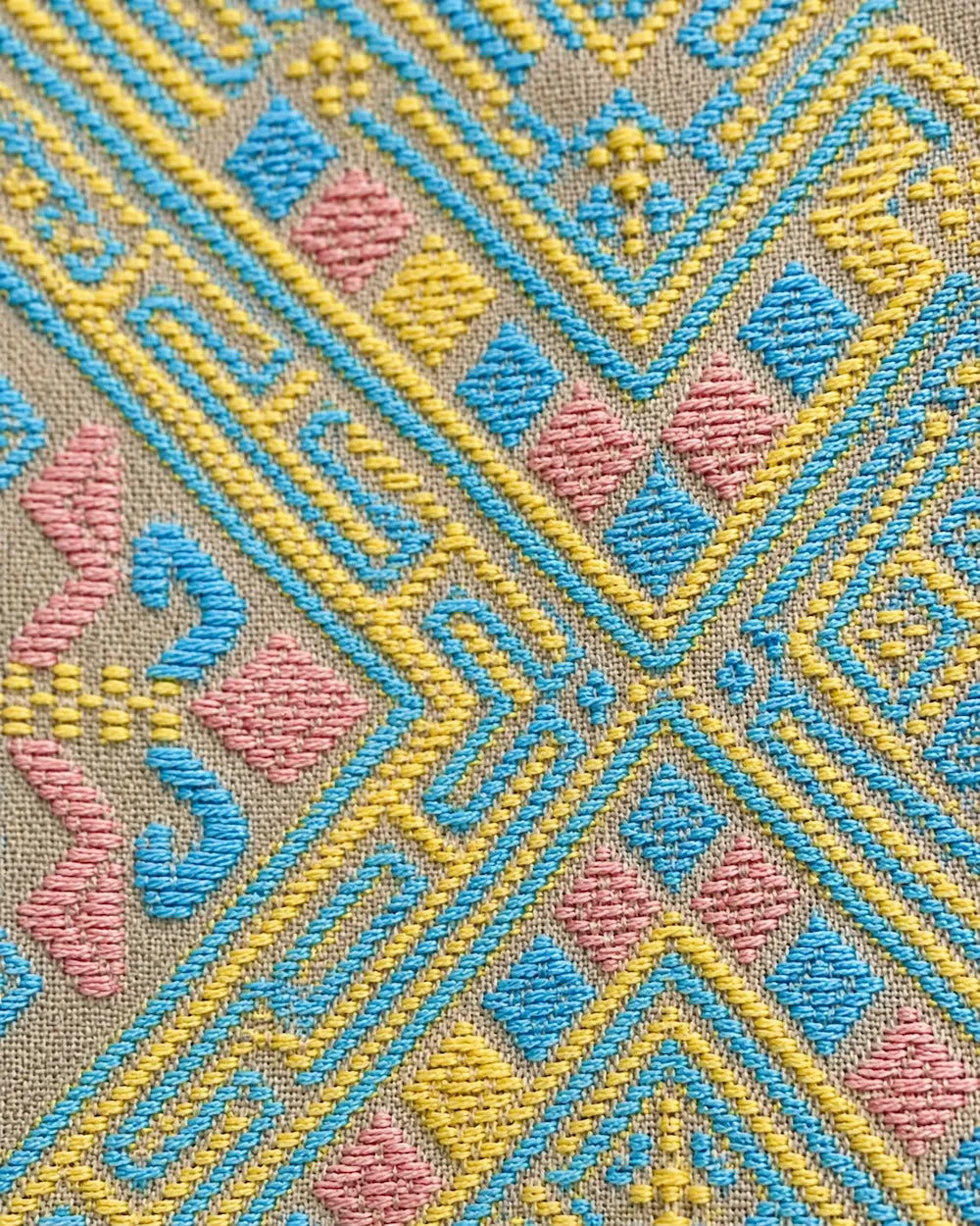 Chinese Heritage Handbag – Longevity Pattern — artisan textile detail