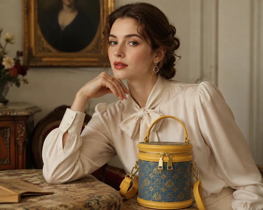 Brocade Bucket Bag – Renewal Pattern — woven pattern detail