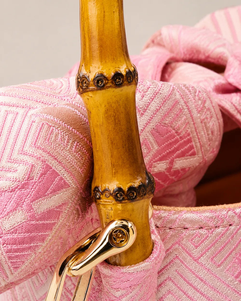 Chinese Brocade Handbag – Twin Fish Lotus Pattern — artisan textile detail