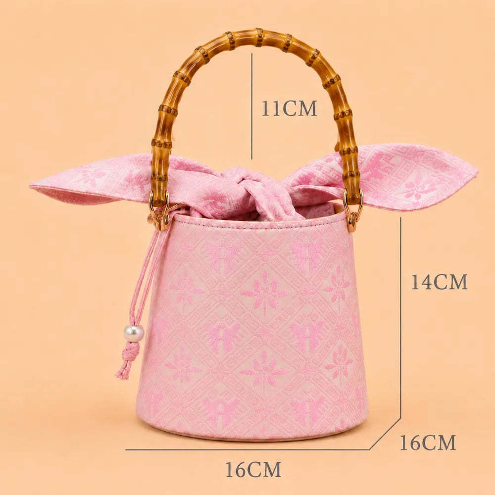 Chinese Brocade Handbag – Twin Fish Lotus Pattern — symbolic motif detail