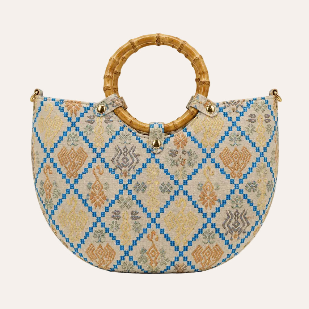 Zimloom "Twin Phoenixes Facing a Flower" Pattern Handbag