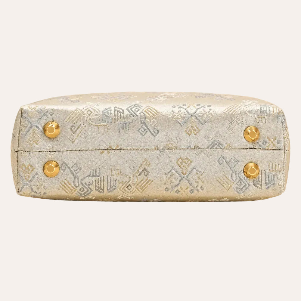 Zimloom “Twin Phoenixes Facing a Flower” Pattern Pearl Chain Bag