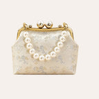 Zimloom “Twin Phoenixes Facing a Flower” Pattern Pearl Chain Bag